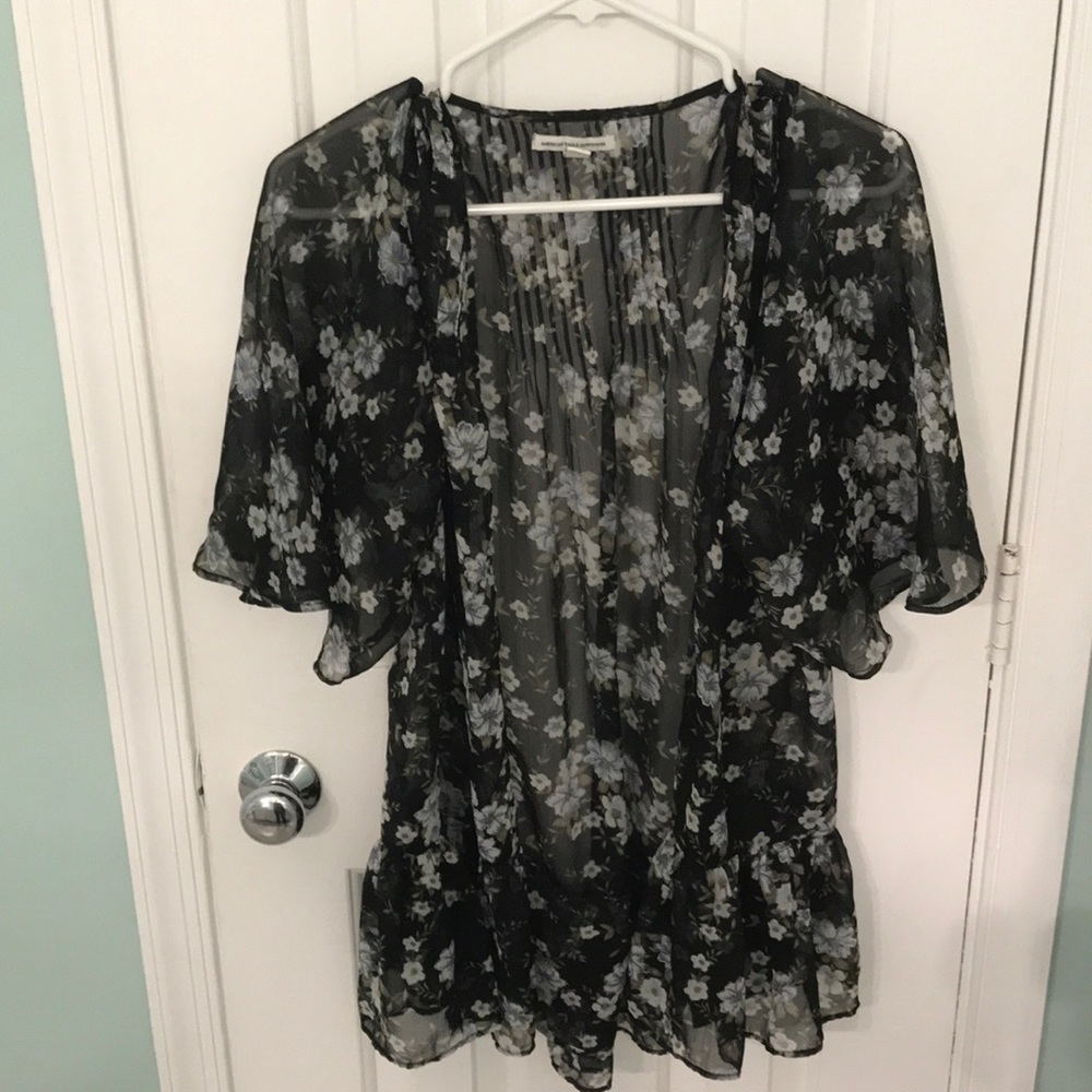 Black floral kimono American eagle